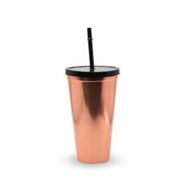 Vaso plstico metalizado champagne con sorbito 420ml