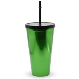 Vaso plstico metalizado verde con sorbito 600ml