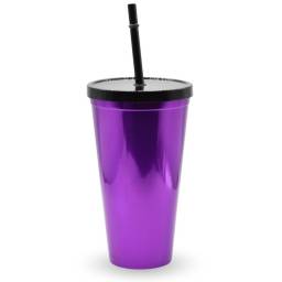 Vaso plstico metalizado violeta con sorbito 600ml