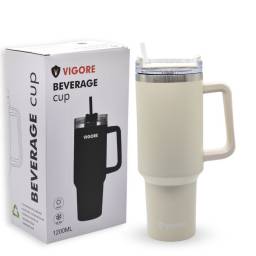 Vaso trmico Vigore con tapa y sorbito beige 1200ml