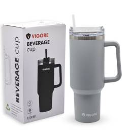 Vaso trmico Vigore con tapa y sorbito gris 1200ml